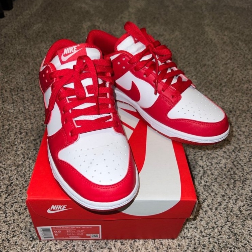 Nike Red and White Dunks